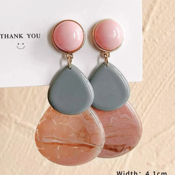 Large Water Drop Dangle Earrings - Picture 3 of 3